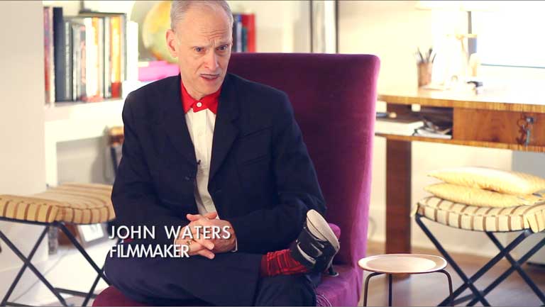 John Waters on set with filmmakers Di Amico and Unger, New York 2013